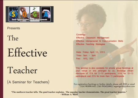 The SOGA Effective Teacher Seminar